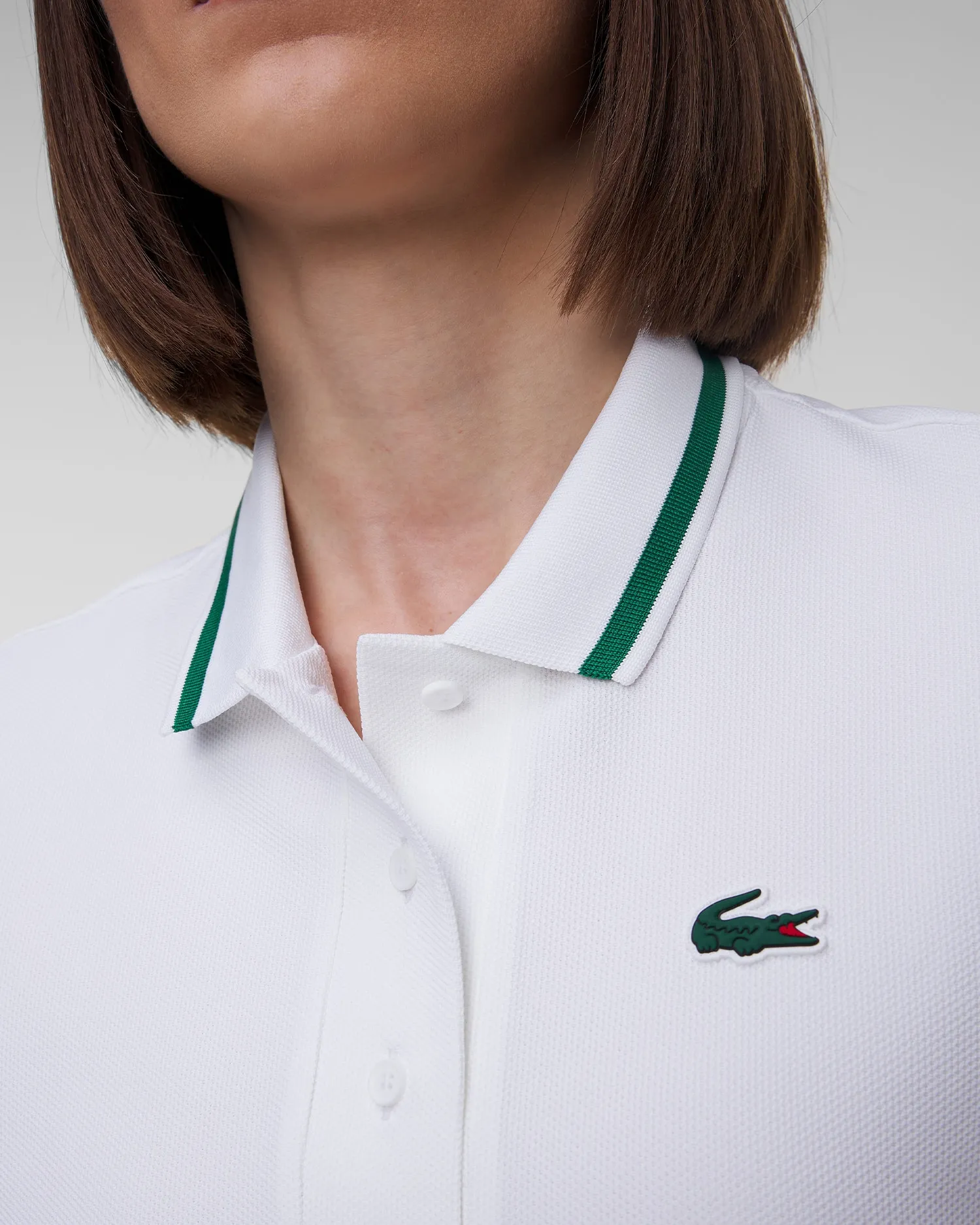 Women's white tennis polo Lacoste PF0965 pf0965-737