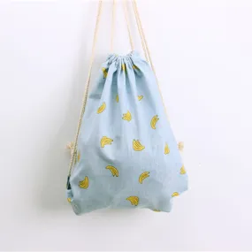 Women's Banana Print Canvas Backpack for Teen Girls Travel Rucksack Mini Bag