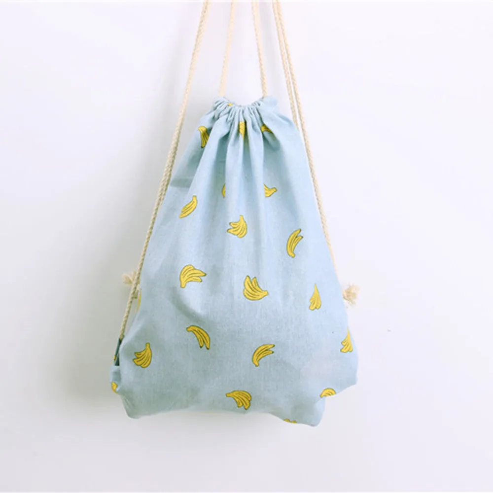 Women's Banana Print Canvas Backpack for Teen Girls Travel Rucksack Mini Bag