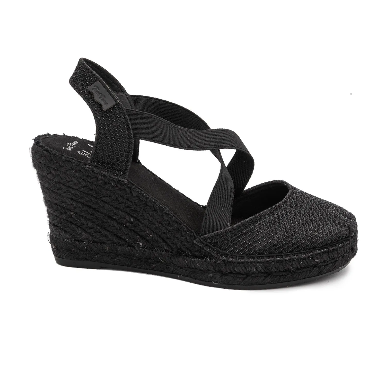 Women's Black Metallic Cotton Blend High Heel Espadrille - Saba-7SBK.