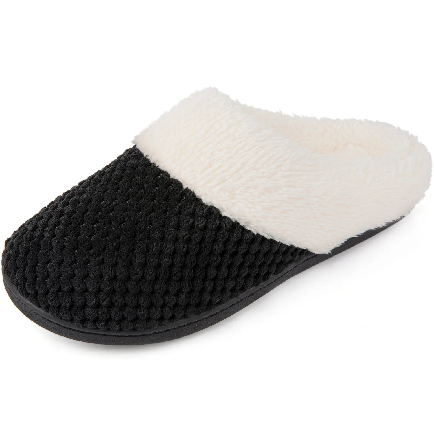 Women's Bubble Stitch Faux Fur Lined Memory Foam Clog Slippers