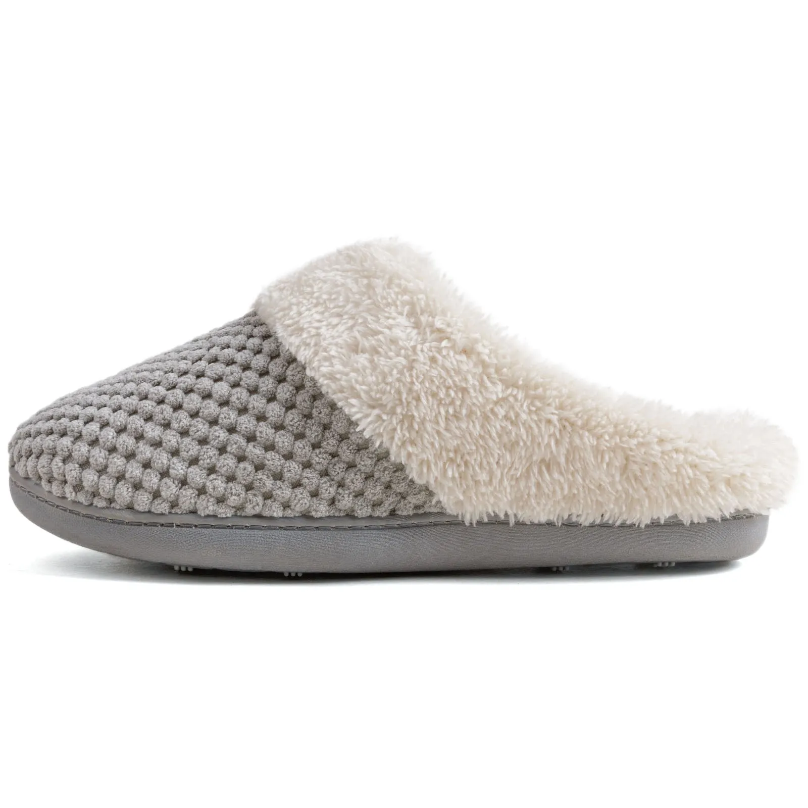 Women's Bubble Stitch Faux Fur Lined Memory Foam Clog Slippers