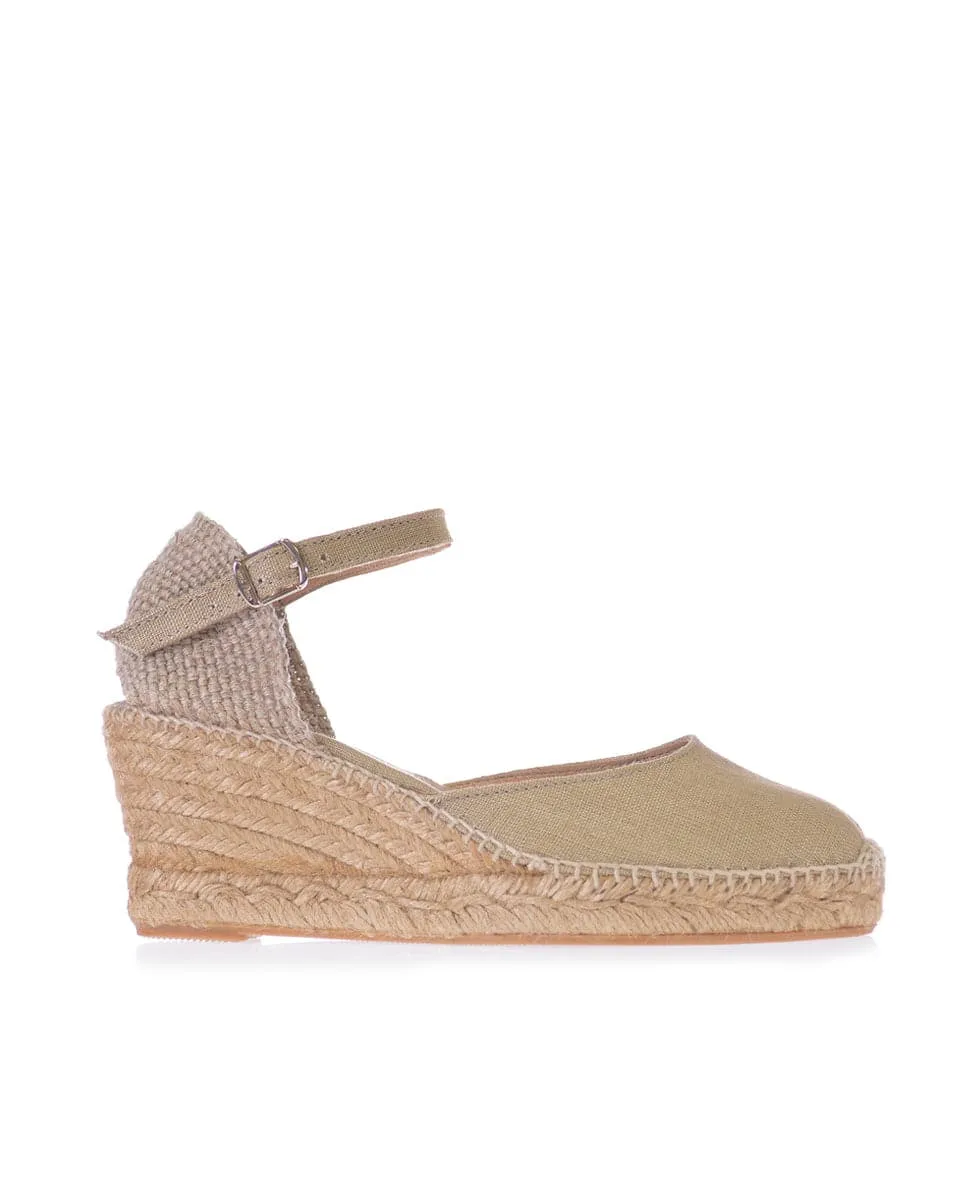 Women's Closed Toe Linen Wedge Espadrille - Caldes.