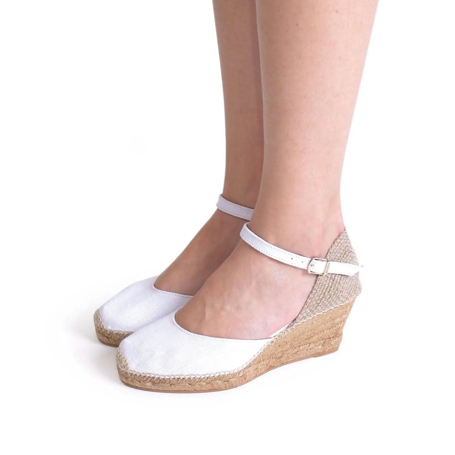 Women's Closed Toe Linen Wedge Espadrille - Caldes.