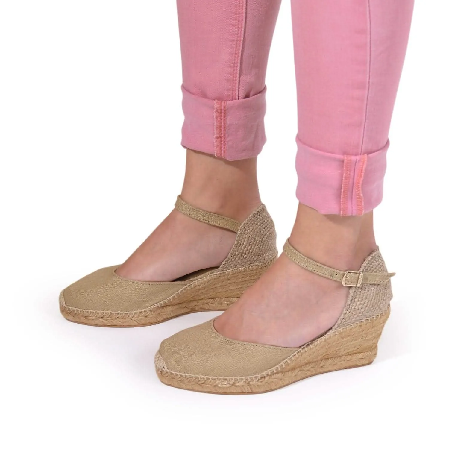 Women's Closed Toe Linen Wedge Espadrille - Caldes.