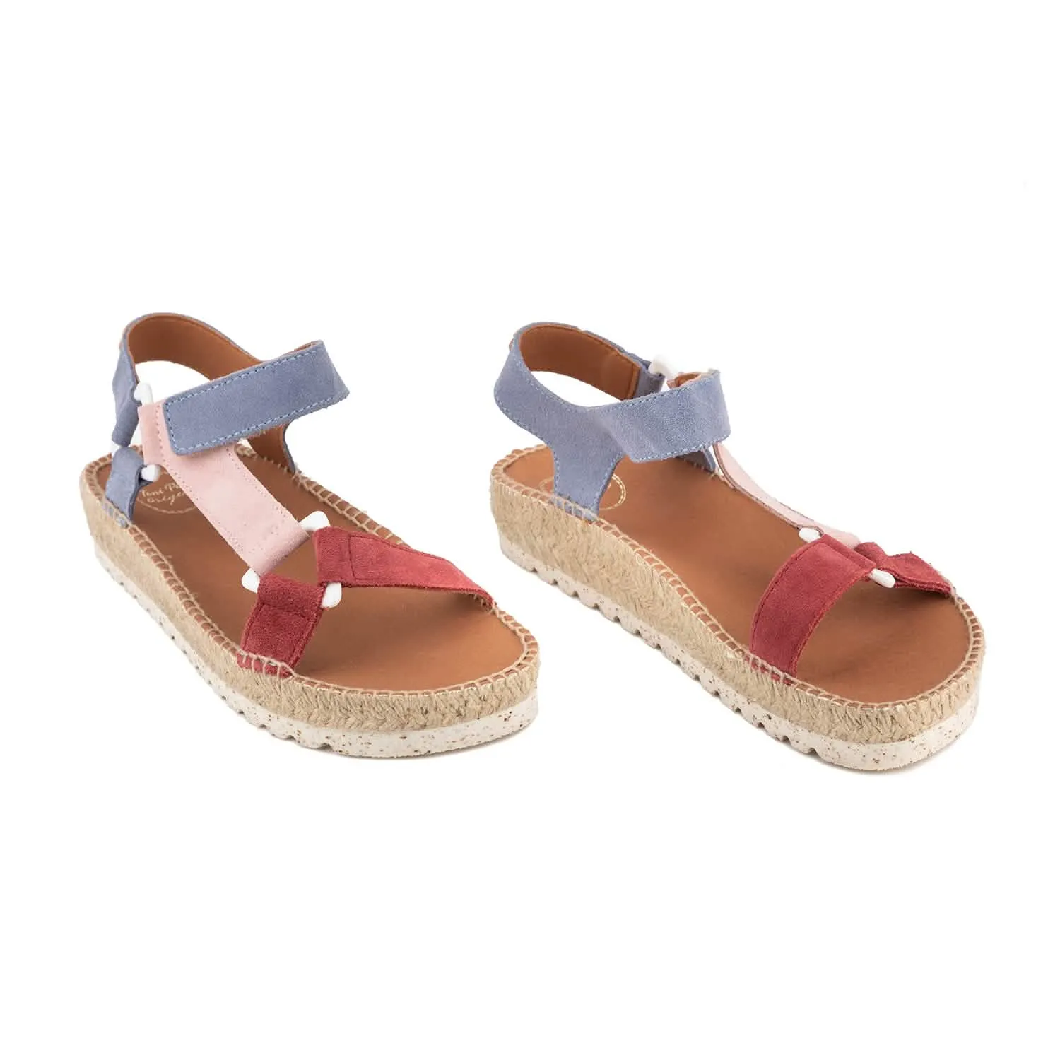 Women's Multicolor Suede Leather Espadrille Sandal - Brit-VI