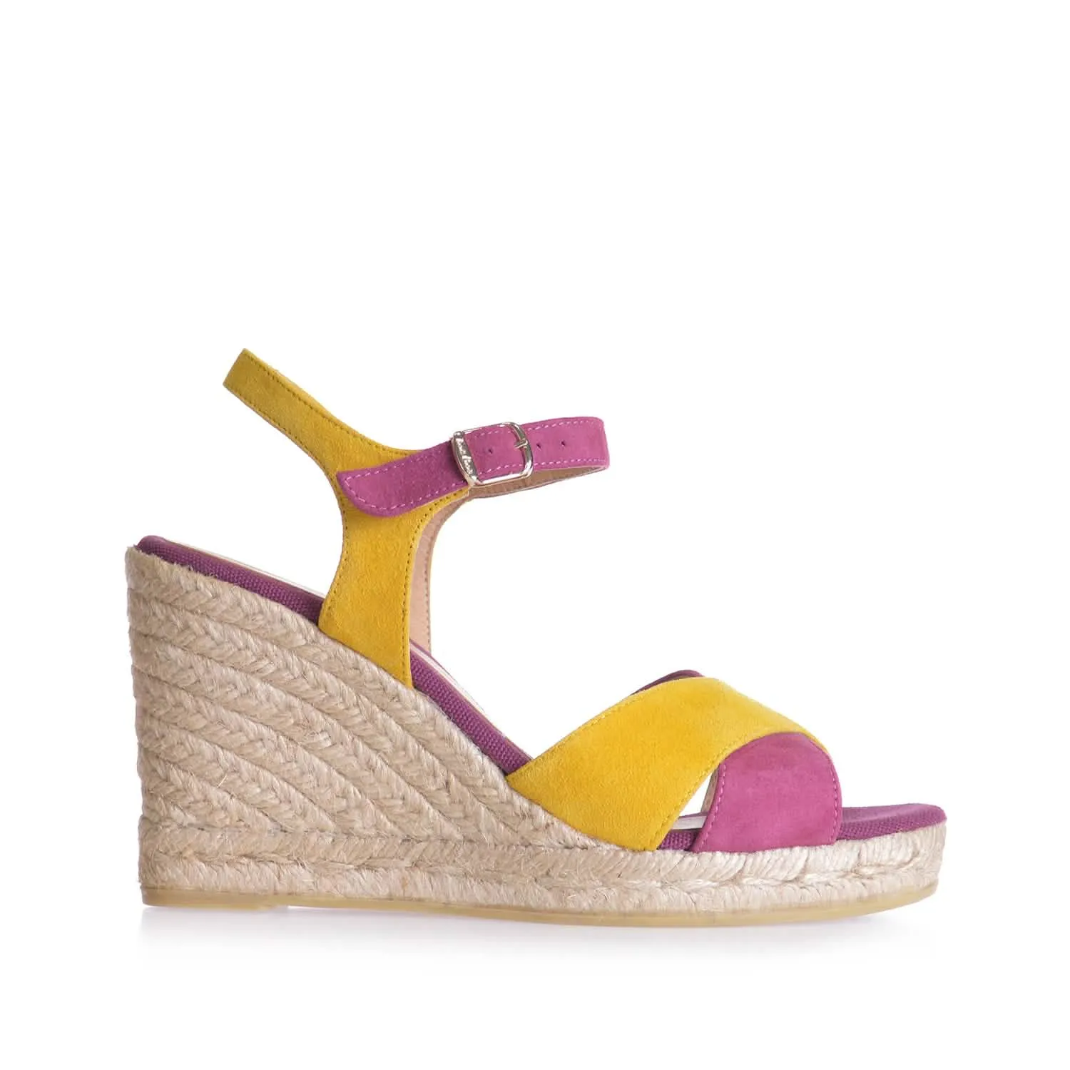 Women's Multicolor Suede Wedge Espadrille Sandal - Mar-A