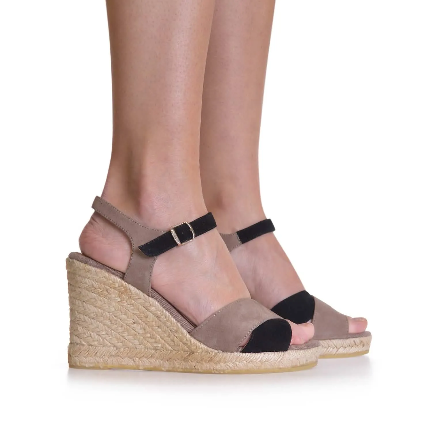 Women's Multicolor Suede Wedge Espadrille Sandal - Mar-A