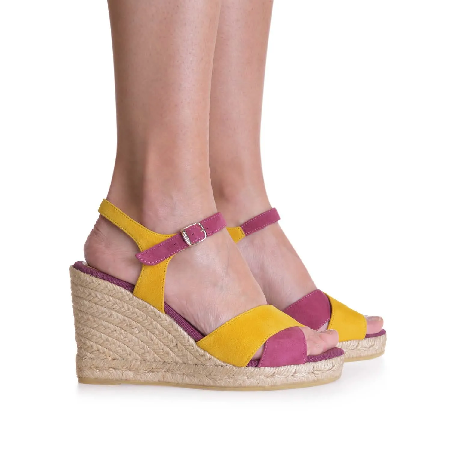 Women's Multicolor Suede Wedge Espadrille Sandal - Mar-A