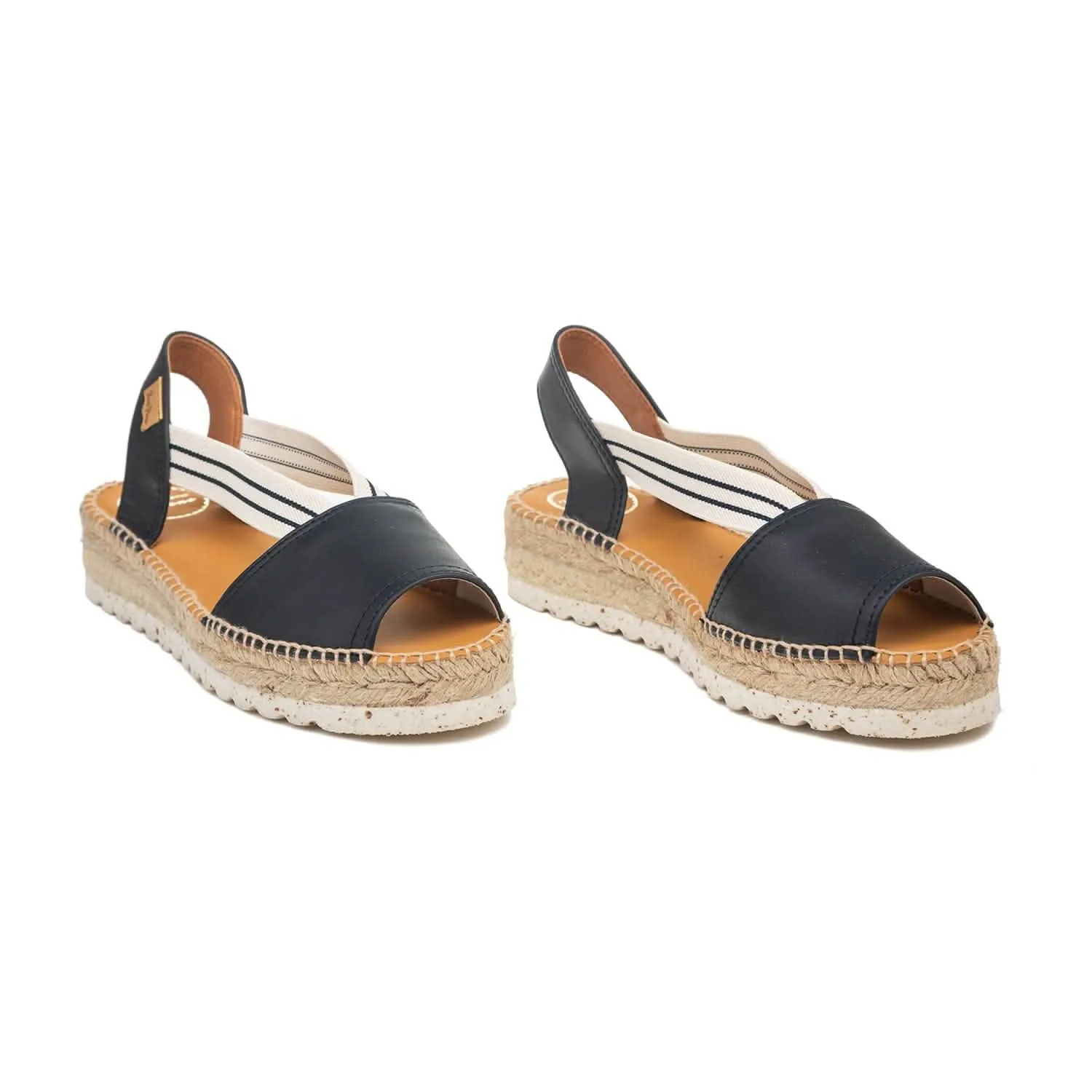 Womens Plain Leather Wedge Espadrille - Estel-SW