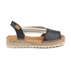 Womens Plain Leather Wedge Espadrille - Estel-SW