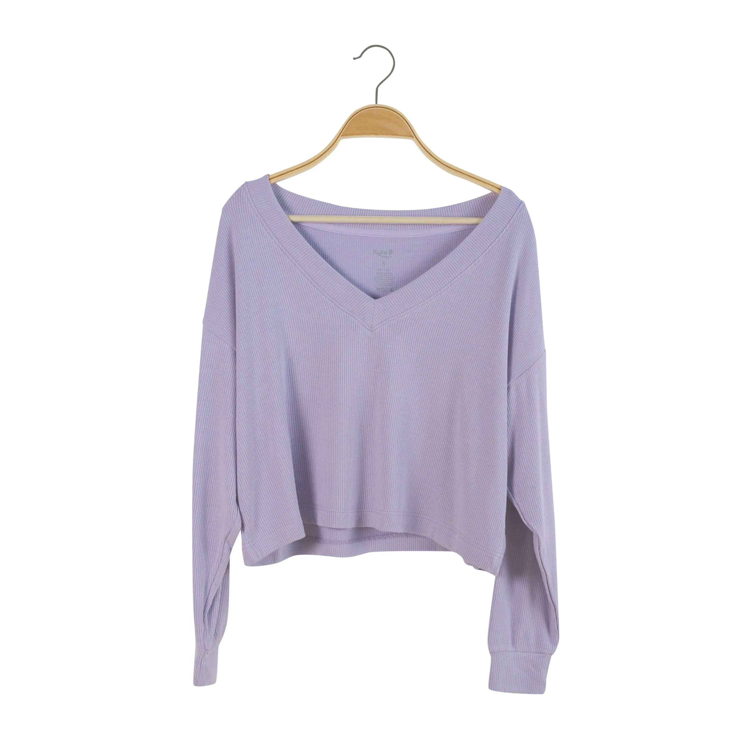 Taro Ribbed Long Sleeve Crop Top for Women