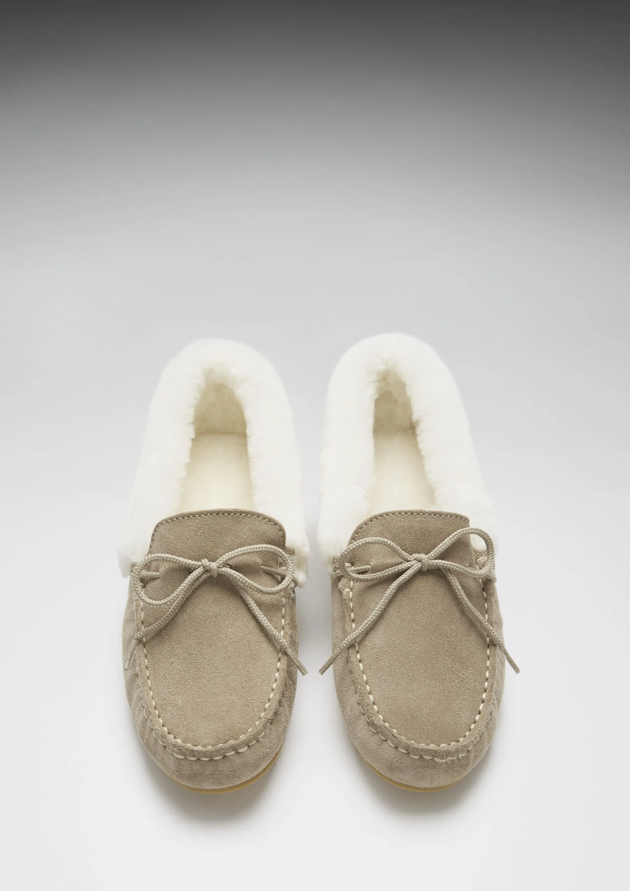 Women's slippers, sheepskin, taupe suede