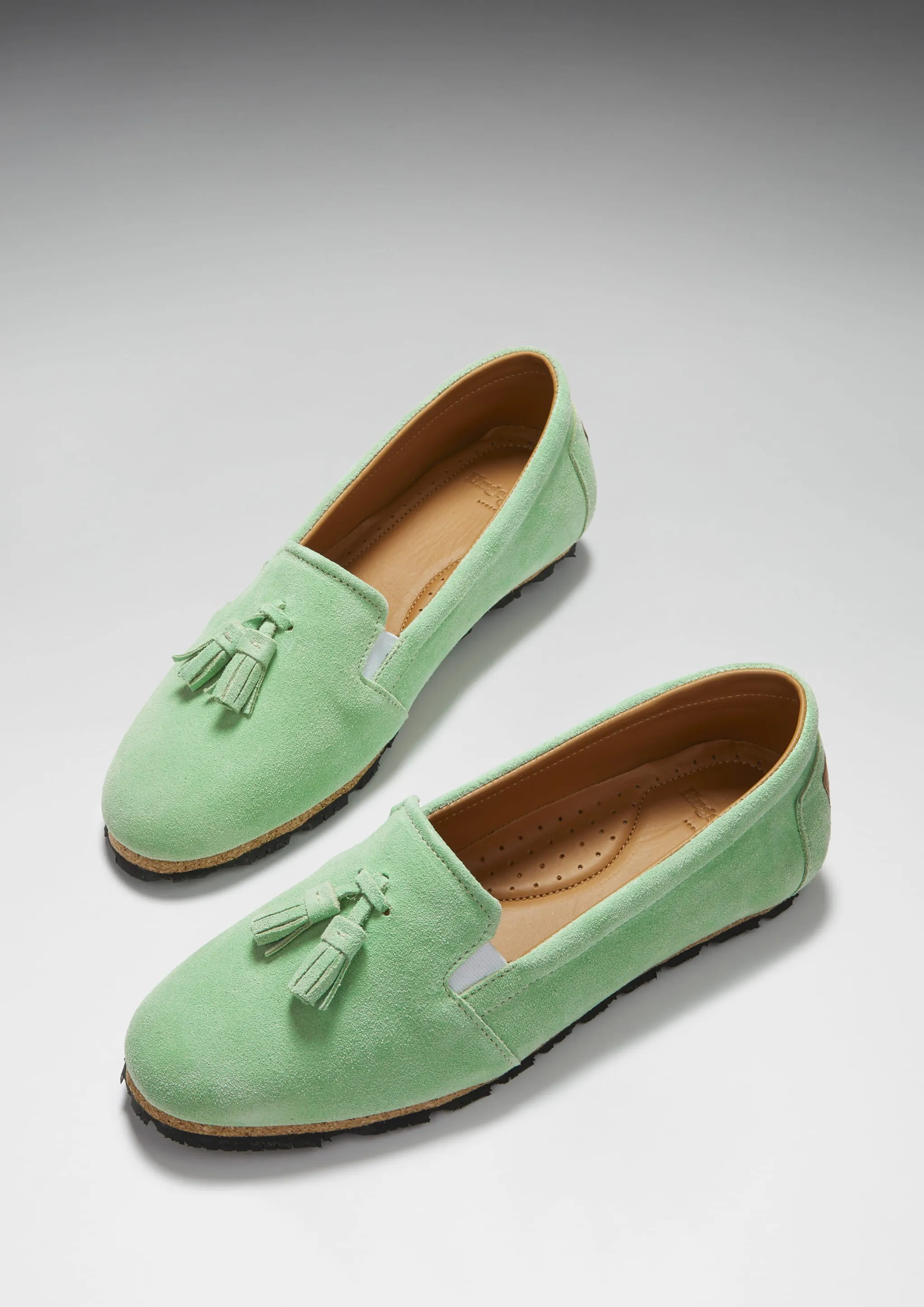 Women's Tasselled Espadrilles, lagoon green suede