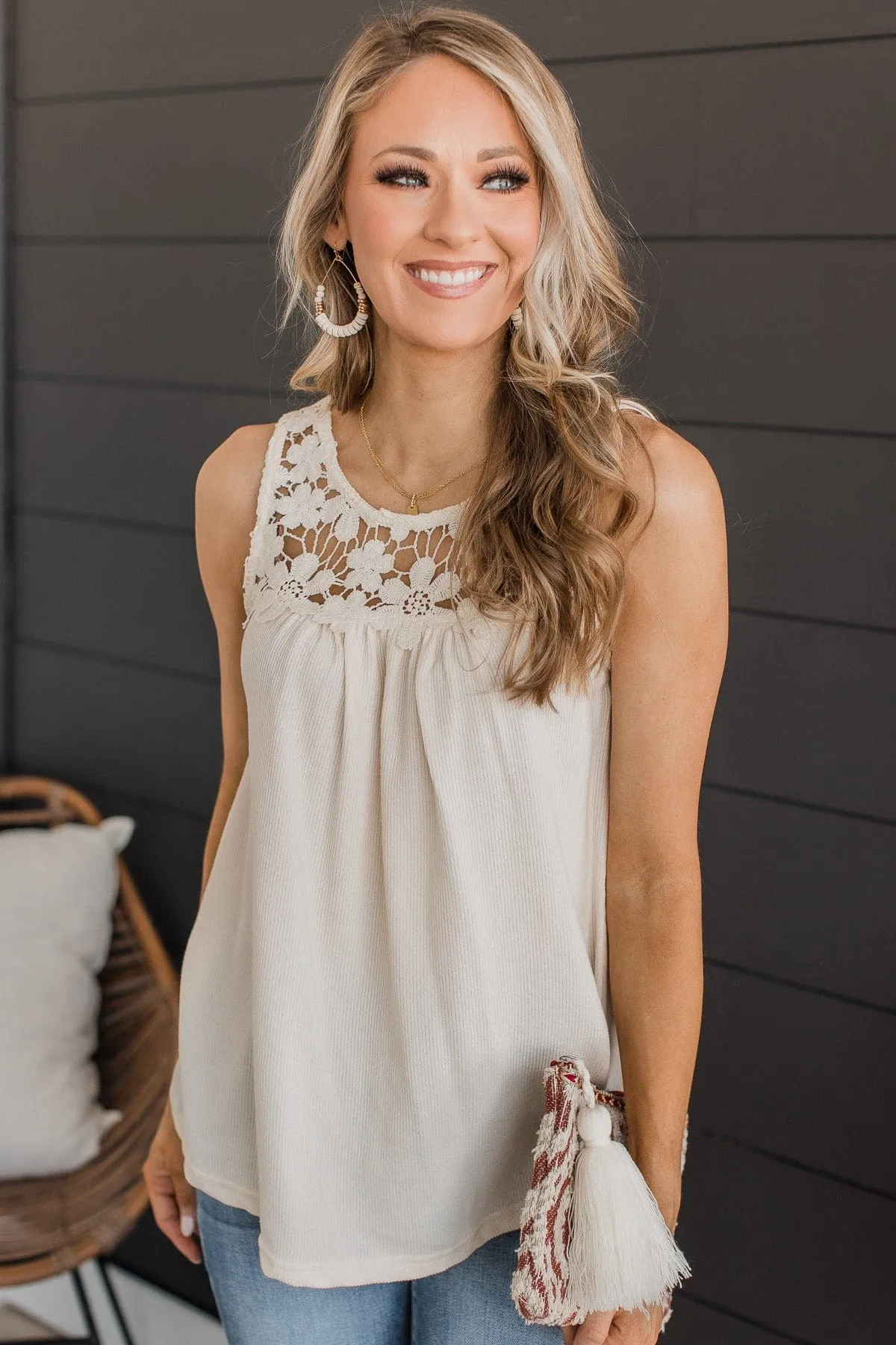 Worthy Knit Tank Top in Cream