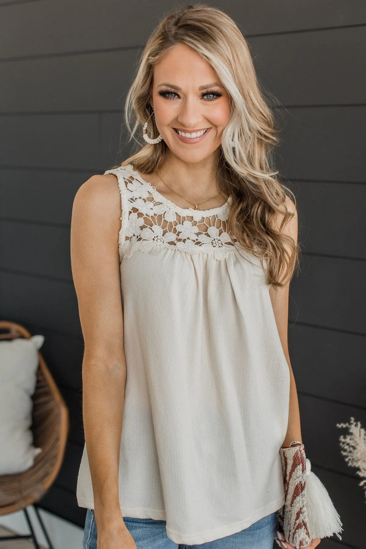 Worthy Knit Tank Top in Cream