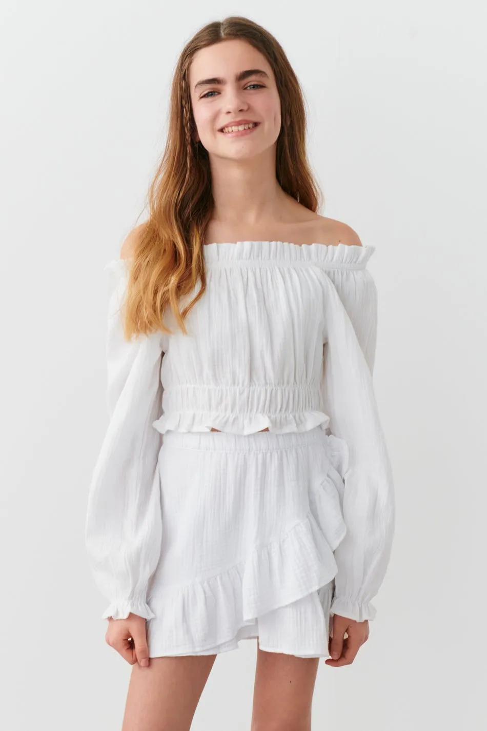 Y gauze off shoulder blouse