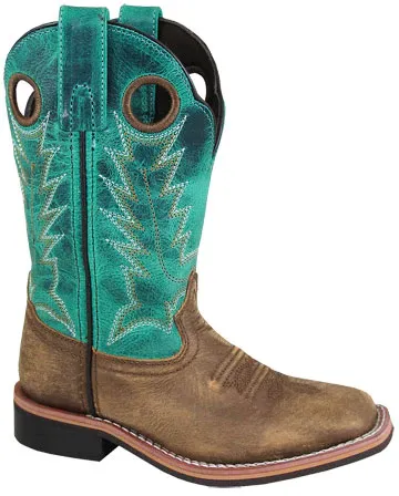 YOUTH Smoky Mountain Jess Brown Turquoise Square Boots - Style 3851Y