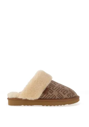 Yukon Canada Albert Abstract Print Slippers, Tan